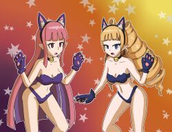 alternate_costume bell_collar blonde_hair blue_eyes character_request dazed disgaea drill_hair empty_eyes fake_animal_ears female_only femsub long_hair mythkaz pink_hair red_eyes tagme