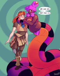  aloy_(horizon_zero_dawn) coils dark_skin drool female_only femdom femsub happy_trance horizon_zero_dawn kaa_eyes naga_girl original pink_hair psyfly red_eyes red_hair smile snake_girl sugar_(psyfly) tagme 