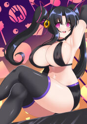  armpits bikini_bottom bikini_top black_hair blush breasts cleavage coin collar empty_eyes female_only femsub gloves happy_trance high_school_dxd huge_breasts long_hair looking_at_viewer luex manip misterman4_(manipper) open_mouth opera_gloves pendulum serafall_leviathan tagme thighhighs twintails 