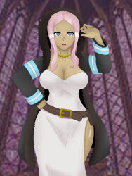  dark_skin fire_force konnandakke large_breasts long_hair pink_hair princess_hibana unusual_pupils 