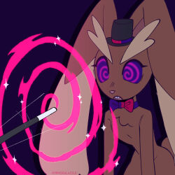 bow_tie furry hypnosalazzle hypnovember lopunny pokemon pokemon_(creature) spiral_eyes top_hat