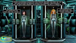 3d blender blonde_hair bodysuit drone graybot ruby_rose rwby standing_at_attention supercasket tech_control text whitewash_eyes yang_xiao_long