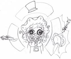 a_hat_in_time age_regression blush drool faalofman20 female_only femsub happy_trance hat_kid hypnotic_clothing loli monochrome pacifier ring_eyes sketch smile solo