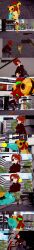 absurdres angry armor aware clothed confused cyanstargazer dark_samus dialogue english_text eyepatch female_only metroid_(series) multiple_girls nintendo red_eyes red_hair rwby super_smash_bros. text weapon