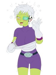  alien alien_girl armor belt blush breasts cheelai dragon_ball dragon_ball_super drool earpiece femsub gloves happy_trance hypnotic_accessory large_breasts messy_hair open_mouth plsgts short_hair smile solo spiral_eyes symbol_in_eyes tech_control uniform white_hair 