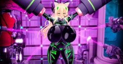  3d animal_ears beam before_and_after blonde_hair blush bodysuit breasts cat_ears collar custom_maid_3d_2 cyber-sexaroid_(dndniwana3s) electricity empty_eyes female_only femsub glowing green_eyes hair_ornament huge_breasts latex lily_poemer long_hair open_mouth original princess_lushete_(lily_poemer) restrained rubber solo tears tech_control thick_thighs 