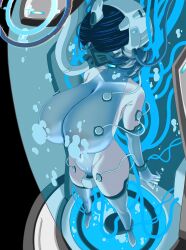  blue_archive breasts bronger_z cables chihiro_(blue_archive) corruption curvy decagrammaton enemy_conversion gloves halo huge_breasts leotard mask oxygen_mask short_hair stasis_tank tech_control thick_thighs thighhighs wide_hips 