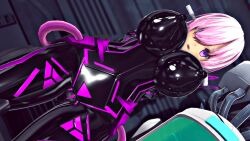  3d arms_behind_back bodysuit breasts custom_maid_3d_2 cyber-sexaroid_(dndniwana3s) dazed empty_eyes erect_nipples erect_nipples_under_clothes esther_r18 expressionless fate/grand_order fate_(series) female_only femsub huge_breasts hypnotic_accessory latex looking_at_viewer mashu_kyrielight open_mouth pink_hair purple_eyes rubber short_hair solo standing tech_control thick_thighs tubes 