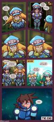  amergames black_hair blonde_hair comic female_only femsub humor megaman_(series) megaman_legends_(series) megaman_volnutt roll_caskett servbot tech_control text tron_bonne unaware uniform 