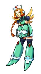 bodysuit capcom corruption empty_eyes female_only glowing glowing_eyes happy_trance hat long_hair megaman_(series) megaman_x_(series) nurse ponytail red_hair robot robotization sam tech_control totally_spies transformation