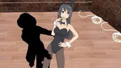  3d airmotor blue_eyes blue_hair bow_tie bunny_girl bunnysuit clothed collar empty_eyes eye_roll fake_animal_ears fake_tail femsub fishnets grey_hair hair_clips hair_ornament hana_uzaki heavy_eyelids high_heels human_furniture kneehighs leotard mai_sakurajima marin_kitagawa mmd my_dress-up_darling pantyhose petrification rascal_does_not_dream_of_bunny_girl_senpai short_hair statue tights uzaki-chan_wants_to_hang_out! 