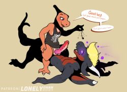  anal balls bottomless charmeleon cowgirl_position dragon_boy erection furry happy_trance kaa_eyes lonelychar male_only maledom malesub nintendo non-human_penis nude open_mouth pendulum penis pokemon pokemon_(creature) pokephilia sex simple_background tail_holding tank_top text topless yaoi 