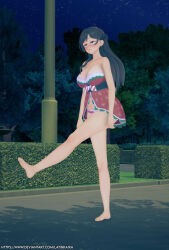 3d babydoll blush brown_hair chizuru_mizuhara christmas feet femsub hypnotized_walking large_breasts latinkaixa long_hair rent_a_girlfriend