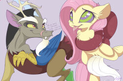 animals_only bondage crotch_rub discord drool femsub fluttershy happy_trance hooves horns horse kaa_eyes long_hair maledom mistydash my_little_pony non-human_feet pegasus pink_hair text tongue tongue_out wings