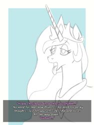 animals_only bitshift brain_drain empty_eyes femsub horse long_hair my_little_pony open_mouth pov pov_dom princess princess_celestia text tongue tongue_out western