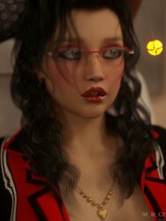3d blush character_request expressionless femsub glasses mbirdcz necklace open_mouth original pendulum