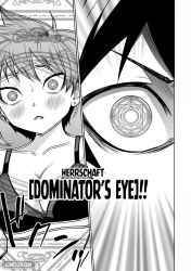  caste_saikai_danshi_no_isekai_gekokujou femsub hypnotic_eyes maledom monochrome screenshot short_hair tagme text translated 