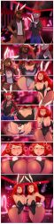 absurdres ass_expansion black_eyes blush breast_expansion bunny_ears bunnysuit eye_roll femsub furry hypnotic_accessory large_ass large_breasts large_hips large_lips long_hair malesub personification red_hair sex thegxjudgement thick_thighs transformation transgender twinning yuri