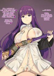 altered_perception babydoll femsub fern_(frieren:_beyond_journey&#039;s_end) frieren:_beyond_journey&#039;s_end gozaru happy_trance large_breasts long_hair penis purple_hair small_penis text