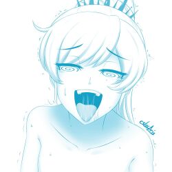 ahegao bare_shoulders blush bottomless cslucaris drool female_only femsub hair_ornament happy_trance icontrol_(manipper) long_hair manip naughty_face nude open_mouth rwby simple_background solo spiral_eyes sweat symbol_in_eyes tears tongue tongue_out topless trembling weiss_schnee white_background white_hair