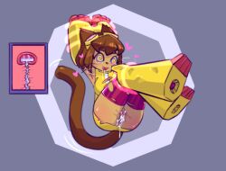  blush bondage cat_girl cum cum_in_pussy drool female_only femsub furry gameoverse happy_trance heart kit_bodega_(gameoverse) ninebuttom restrained spiral_eyes spiralwash_eyes upskirt x-ray 