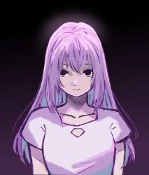 alternate_costume alternate_hair_color black_eyes cleavage_cutout corruption evil_smile female_only femdom femsub glowing happy_trance lalapon long_hair looking_at_viewer miang_(xenogears) miang_hawwa nephilim_verum possession purple_hair smile xenogears xenosaga