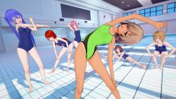 3d brown_hair femsub haigure_ayami haigure_ayami_(artist) happy_trance large_breasts leotard original school_swimsuit