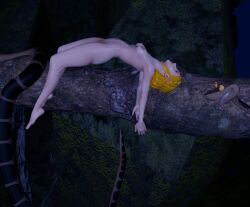  3d blonde_hair braid disney elf elf_ears jungle kaa kaa_eyes limp nintendo pepezacookarooni princess_zelda snake the_jungle_book the_legend_of_zelda 