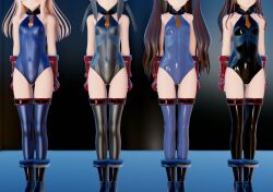  3d bare_shoulders black_hair blonde_hair boots brown_hair capcom female_only femsub fingerless_gloves gloves high_heels leotard long_hair mmd multiple_girls multiple_subs ryona.rar shadaloo_dolls small_breasts standing standing_at_attention street_fighter thigh_boots thighhighs tie twintails 