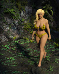3d anguis69 barefoot blonde_hair breasts deltarune femsub hypnotic_tentacle jungle original werewire