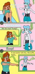 a_goofy_movie absurdres breasts comic dialogue disney dog_girl earrings female_only femsub furry georgette_(oliver_and_company) goof_troop jewelry kaa_eyes long_hair magic multiple_girls oliver_and_company open_mouth ordeper_arts red_hair roxanne_(goof_troop) text western