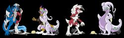 before_and_after bottomless furry goodra hypnosiswolf lycanroc lycanroc_(midnight) male_only malesub multiple_boys multiple_subs nintendo nude open_mouth pokemon red_eyes slime topless transformation