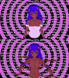  3d black_sclera chains dazed drool english_text eye_roll female_only femsub flower_in_hair koikatsu! latina liz_b mantra panties purple_hair spiral tan_skin text topless white_panties xochitl_(toast) yellow_eyes 