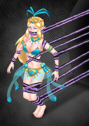  bondage crossover dancer female_only femsub gargantia_on_the_verdurous_planet glowing glowing_eyes harem_outfit jewelry navel nintendo princess_zelda resisting ribbon ribbon_bondage spiral_eyes symbol_in_eyes the_legend_of_zelda usagiforehead 