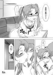 comic eljimadooor femsub futadom futanari girls_und_panzer greyscale kissing miho_nishizumi shin_kawasaki text translated yuzu_koyama