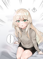 an94_(girls_frontline) blonde_hair blush breasts female_only femsub girls_frontline green_eyes long_hair moonjunk4 open_mouth sitting text translated
