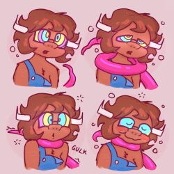 choking cow_girl femsub furry glasses gulp iris_(mesmirised) kaa_eyes mesmirised non-binary non-binary_sub original sleeping sleepy tentacles