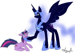  animals_only blue_hair chin_hold drool female_only femdom femsub furry happy_trance hooves horns horse kaa_eyes mattumby multicolored_hair my_little_pony nightmare_moon non-human_feet pink_hair purple_hair straight-cut_bangs twilight_sparkle unicorn wings 