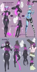  absurdres amigurumi ass before_and_after black_hair blue_eyes blue_hair blush bodysuit breast_expansion breath cameltoe corruption corset crotch_tattoo earrings femsub gloves happy_trance heart japanese_text jewelry leucochloridium long_hair maid maid_headdress mask multicolored_hair multiple_girls multiple_subs open_mouth opera_gloves original parasite personality_excretion pink_hair ribbon rubber sequence short_hair simple_background speech_bubble spread_legs standing straight-cut_bangs symbiote tentacles thighhighs tongue tongue_out vore 