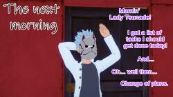aware blue_hair clothed dialogue dogdog english_text male_only mask naruto_(series) solo text