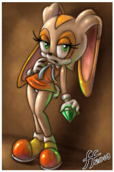  14-bis bottomless bunny_girl cream_the_rabbit dazed female_only femsub furry glowing glowing_eyes green_eyes jewelry looking_at_viewer magic open_mouth panties sonic_the_hedgehog_(series) underwear 