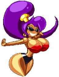  bimbofication casetermk dollification femsub knick_knack large_breasts long_hair pixel_art purple_hair shantae shantae_(series) sunglasses sunny_miami 
