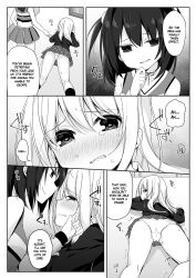 body_control body_swap breasts cheerleader comic dollification empty_eyes expressionless female_only greyscale groping hard_translated hisagi kissing large_breasts long_hair marialite monochrome multiple_girls open_mouth panties petrification possession sweat swimsuit text tracksuit translated underwear yuri
