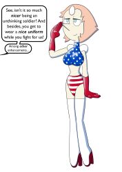 absurdres alien breasts e350 female_only femsub fourth_of_july happy_trance large_breasts pearl_(steven_universe) saluting short_hair smile solo steven_universe text