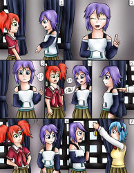  blue_hair comic jerrydestrtoyer kokoa_shuzen kurumu_kurono mizore_shirayuki multiple_girls pendulum purple_hair red_hair rosario+vampire 