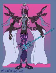 alternate_color_scheme body_markings bondage breasts cleavage enemy_conversion expressionless femsub final_fantasy final_fantasy_xii floating grey_skin hair_color_change lipstick long_hair makeup mannybot-01 mateus_(ff12) monster parasite penelo_(ff12) possession restrained spear square_enix tagme twintails weapon white_hair