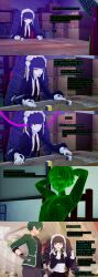  3d black_hair celestia_ludenberg cyanstargazer dangan_ronpa drill_hair femsub happy_trance maid maid_headdress maledom red_eyes tagme text 