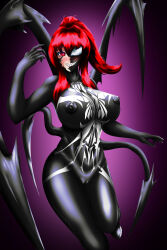  absurdres breasts erect_nipples female_only large_breasts marvel_comics original pussy red_eyes red_hair rikatsuky spider-man_(series) super_hero symbiote venom_(marvel) 