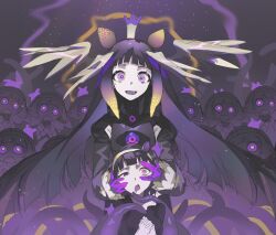 bangs crown dress eye_color_change femdom femsub hololive looking_at_viewer multiple_subs ninomae_ina'nis nun open_mouth purple_eyes purple_hair virtual_youtuber wings yellow_eyes yuutsu06