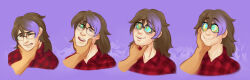  chin_hold glasses hand_on_another&#039;s_cheek happy_trance kaa_eyes long_hair male_only malesub resisting scalesandspirals smile 